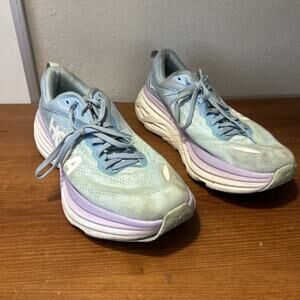 Hoka Bondi 8 Shoes Womens 10B Purple Blue Athletic Running Sneakers